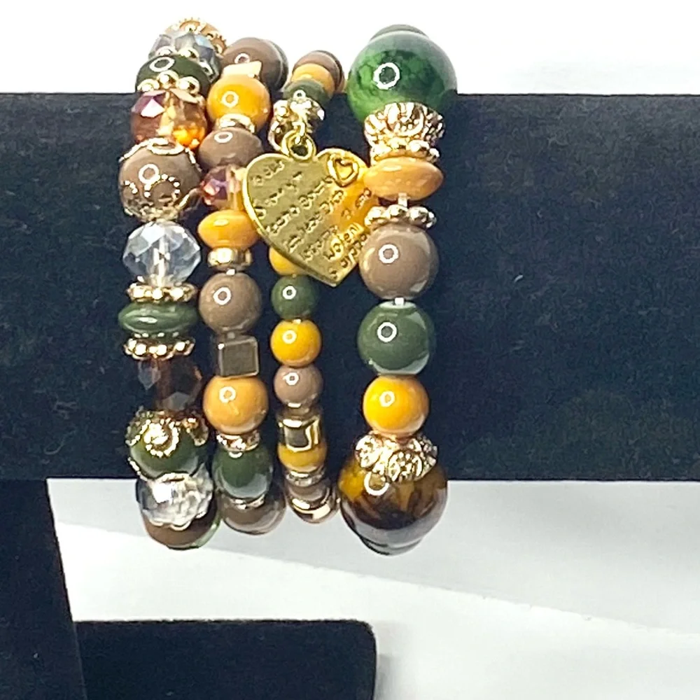 Earth Tone Multi Color Beaded Bracelet - Picture 4 of 4